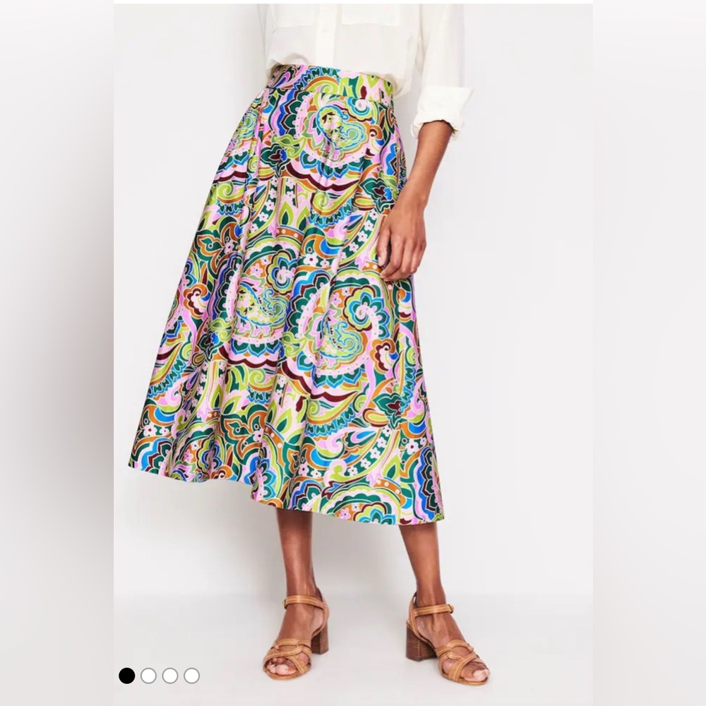 NWT Boden Green Isabella Cotton Sateen Skirt Sz 12